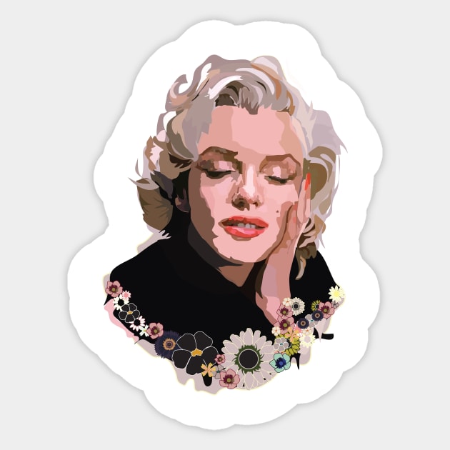 Marilyn Monroe with Flowers Sticker by annamckay